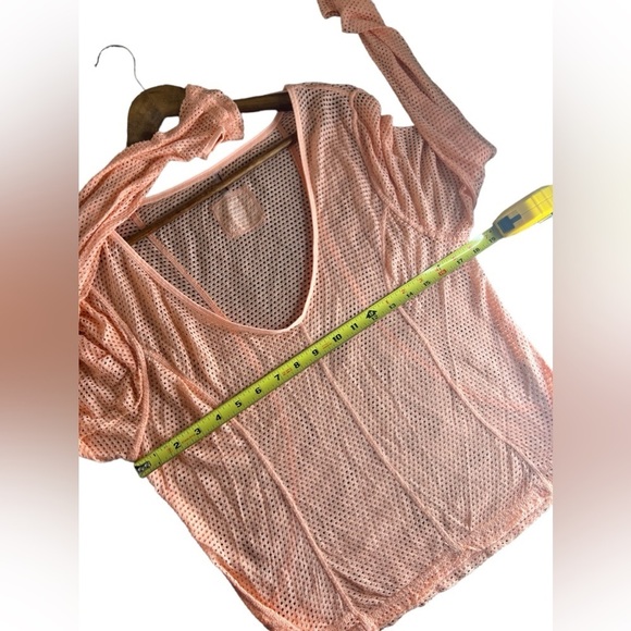 NWOT Free People Smooth Moves Mesh Peach Coverup Long Sleeve Top - Picture 7 of 11